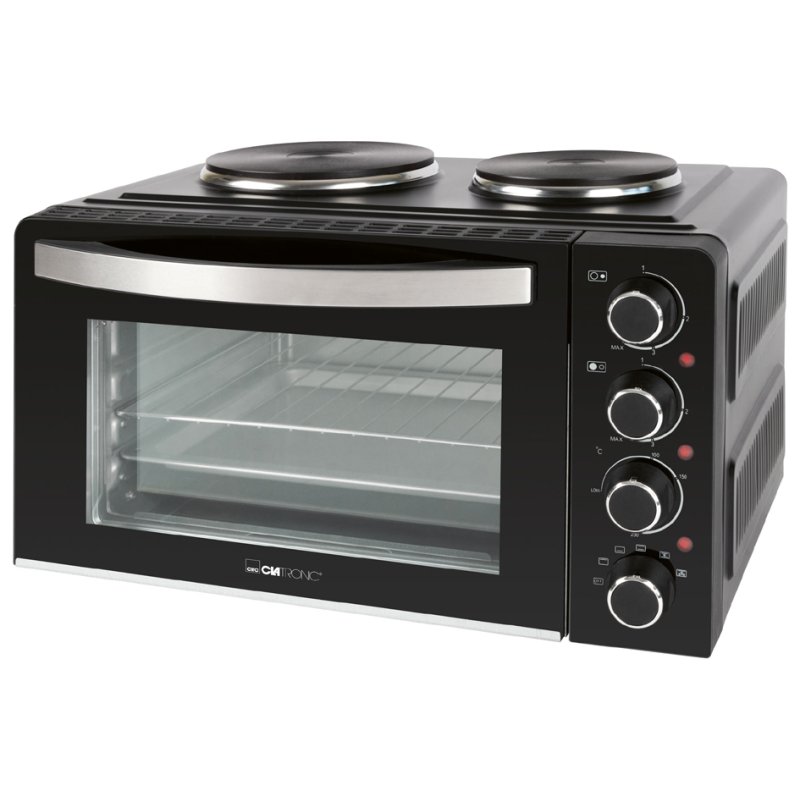 CLATRONIC keukenunit KK 3786, 2 kookplaten, 28 liter backruimte, zwart